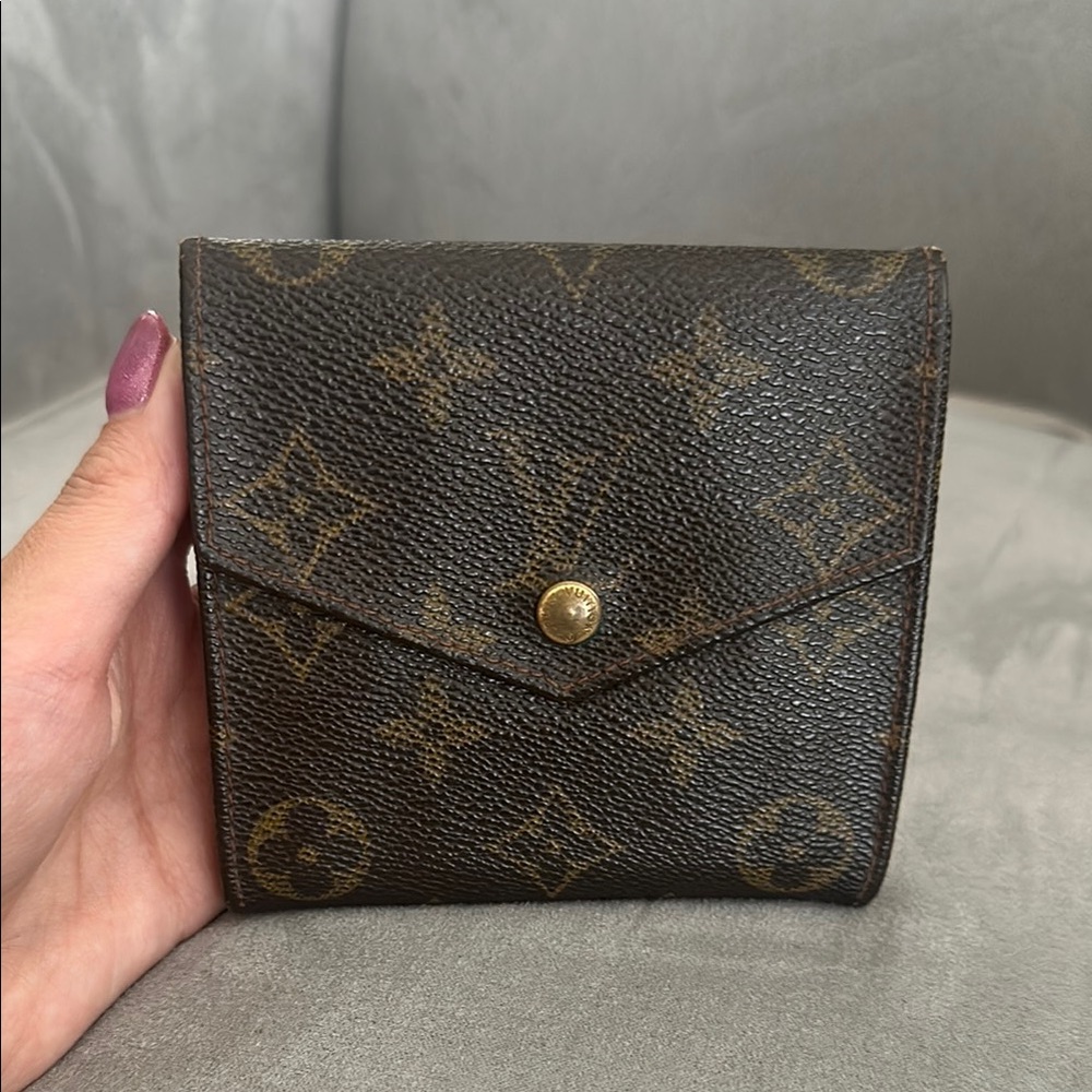 Louis Vuitton Brown Monogram Wallet with Gold Button